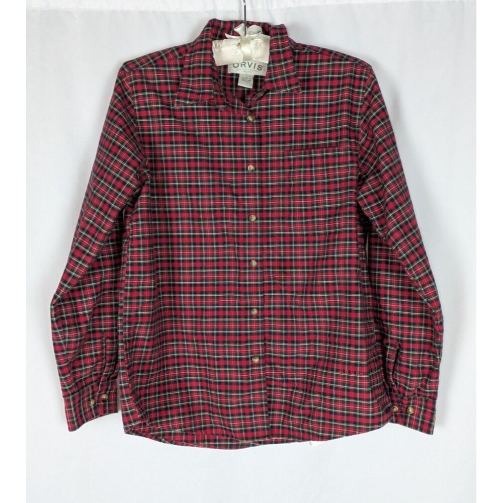 Vintage Orvis Button Down S Women's Red Check Pattern Long Sleeve Cotton Classic